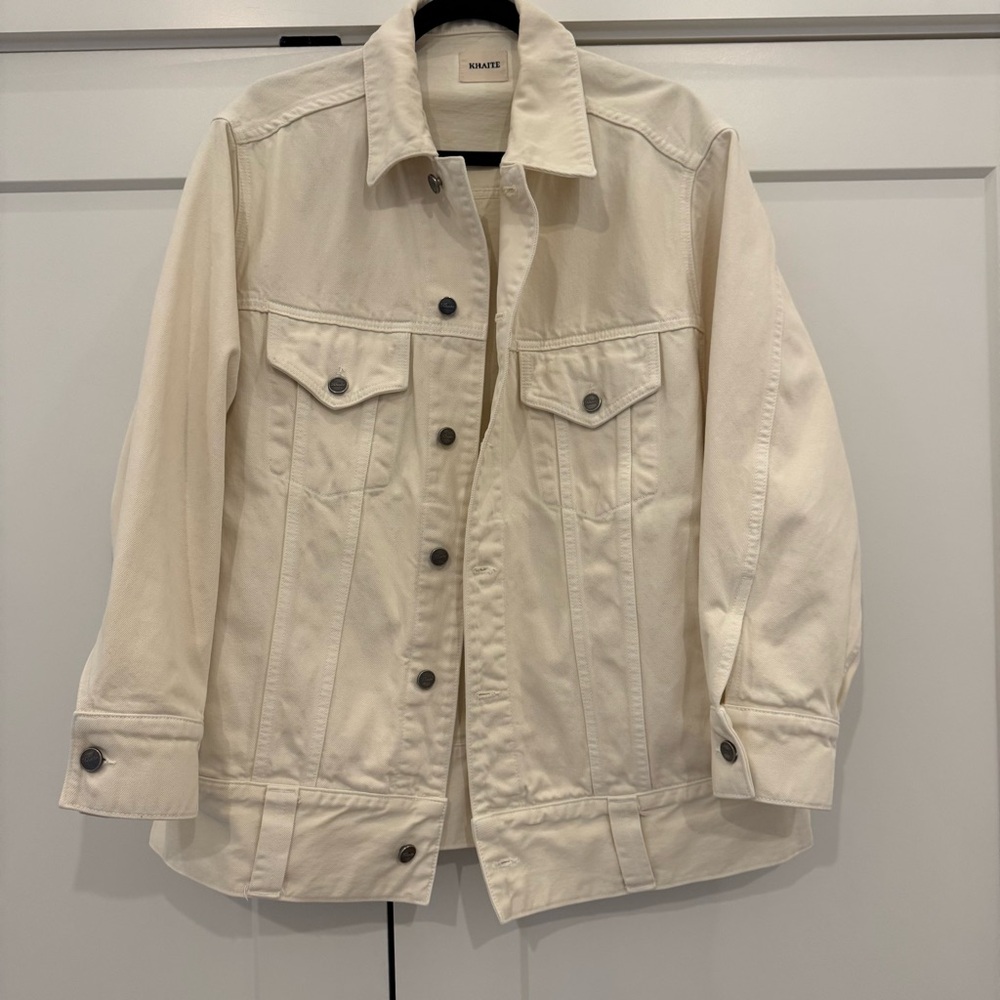 KHAITE Ivory Grizzo Oversized Denim Jacket, S - Picture 4 of 7